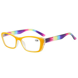 3125 genomskinliga geléfärger Frame Rainbow Pattern Temples Läsglasögon