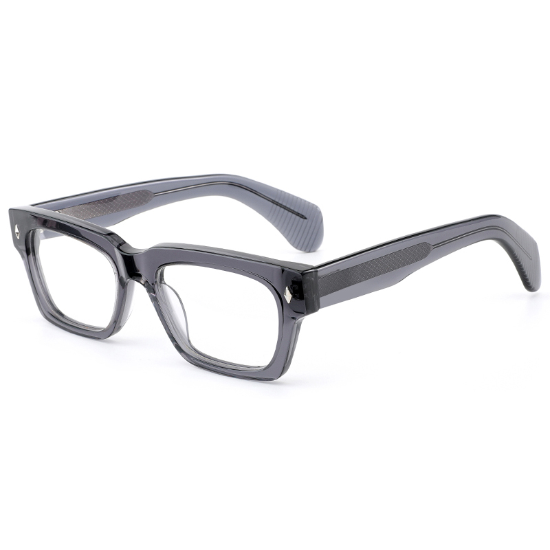 8013 தடிமனான சதுர முழு பிரேம்கள் மெட்டல் ரிவெட்டுகளால் அலங்கரிக்கப்பட்ட ஆண்களுக்கான கையால் செய்யப்பட்ட அசிட்டேட் ஆப்டிகல் பிரேம்கள்