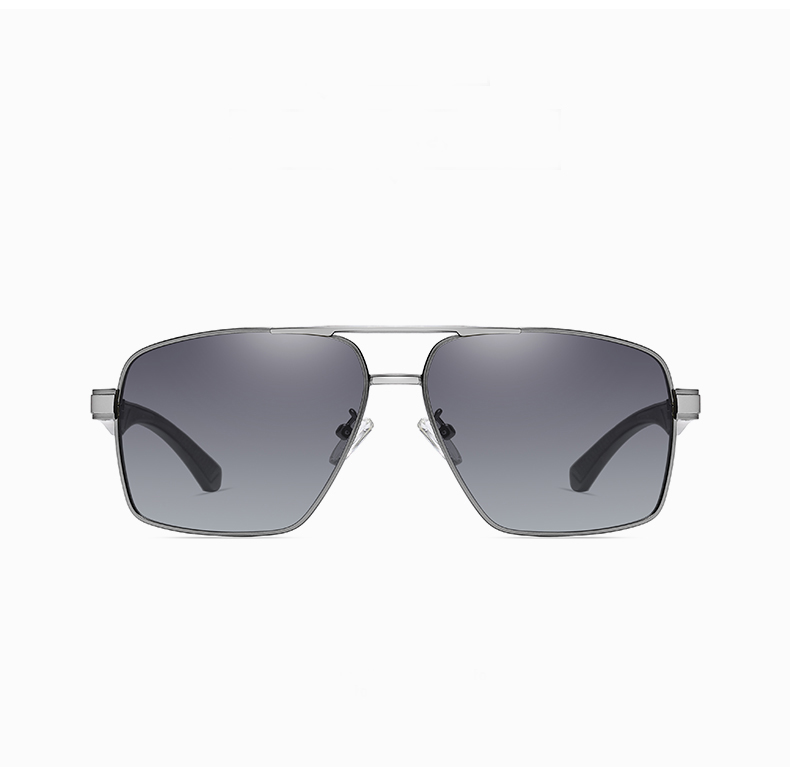 Square Shape Aviator Double Bridges Men Metal Polarized Sunglasses #81698