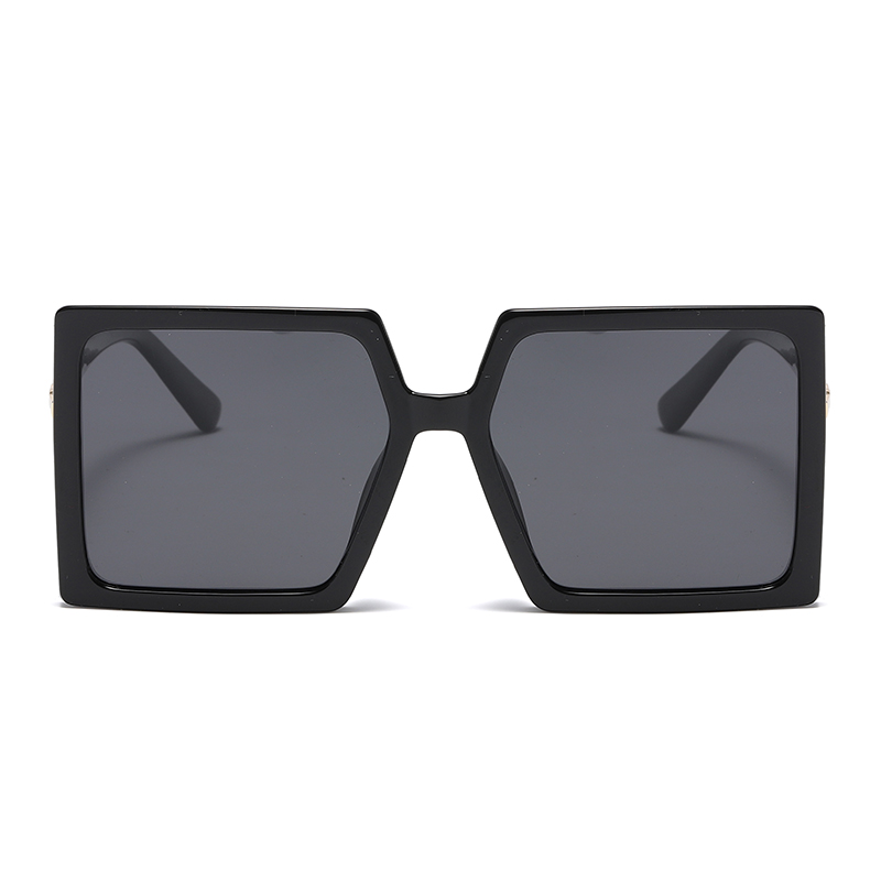 Stock Big Square Frame Metal Chain Temples Women TR90 Polarized Fashion Sunglasses #81803