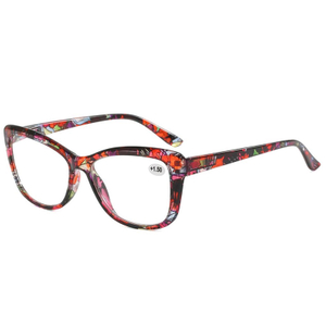 3136 Cateye Shape Frame med vackra blommönster tryck kvinnor läsare