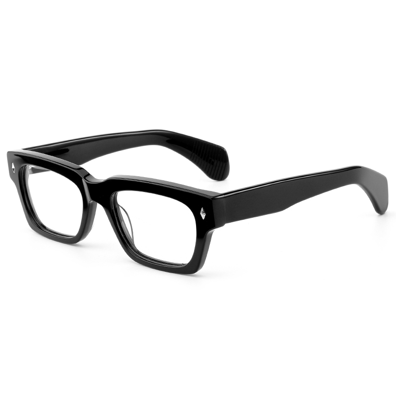 8013 Rame complete pătrate groase decorate cu nituri metalice Rame optice din acetat lucrate manual pentru bărbați